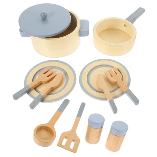 Kisangel 1Satz Kochgeschirr Set Aus Holz Für Interaktives Rollenspiel Küchenzubehör Fördert Kreativität Und Soziale Fähigkeiten Langlebig Und Sicher Für Eltern Interaktion von Kisangel