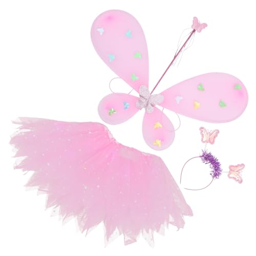 Kisangel 1Satz Kostüm Set Mit Leuchtenden Schmetterlingsflügeln Und Rock Performance Requisiten Für Kindergeburtstag Halloween Und Rollenspiele von Kisangel