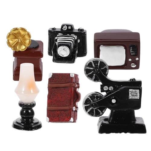 Kisangel 1Satz Layout Ornamente Teiliges Retro Nostalgisches Grammophon Tv Modell Koffer Und Kerosinlampe Für Puppenhaus Und Wohnraumdekoration von Kisangel