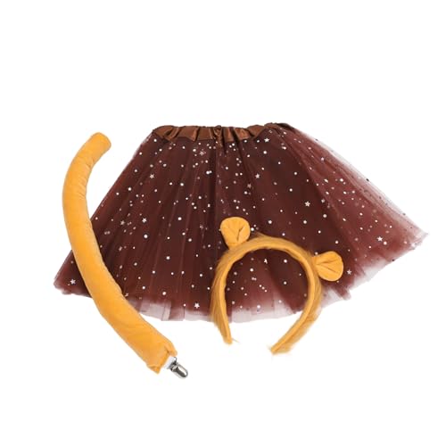 Kisangel 1Satz Löwenkostüm für Stirnband und Tutu Rock für Halloween und Karneval Niedliches Tier Cosplay Zubehör mit Lebensechtem Design von Kisangel