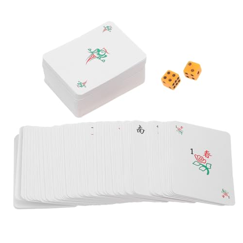 Kisangel 1Satz Mahjong Karten Spielkarten Tragbares Chinesisches Mahjong Reisespiel Mit Würfeln Für Freunde Perfektes Gesellschaftsspiel Für Partys von Kisangel