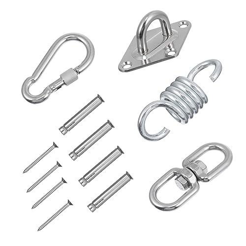 Kisangel 1Satz Metallschaukel Set mit Hakenhalterung und Federknopf für Hängesessel Schaukeln und Mehr für Innen und Außenbereiche Befestigung für Holz und Betondecken Kisangel 1Satz Metallschaukel Set mit Hakenhalterung und Federknopf für Hängesessel Schaukeln und Mehr für Innen und Außenbereiche Befestigung für Holz und Betondecken von Kisangel