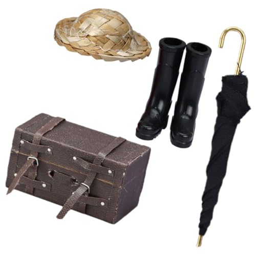 Kisangel 1Satz Modell Eines Lederkoffers Regenstiefel Strohhut Und Regenschirm Für Kreative Szenerien Und Festliche Anlässe Kisangel 1Satz Modell Eines Lederkoffers Regenstiefel Strohhut Und Regenschirm Für Kreative Szenerien Und Festliche Anlässe von Kisangel