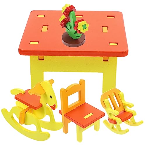 Kisangel 1Satz Puzzle DIY Modellier Holzspielzeug Für Kreative Intelligente Entwicklungsspielzeuge Mit Restaurant Und Schaukelstuhl von Kisangel