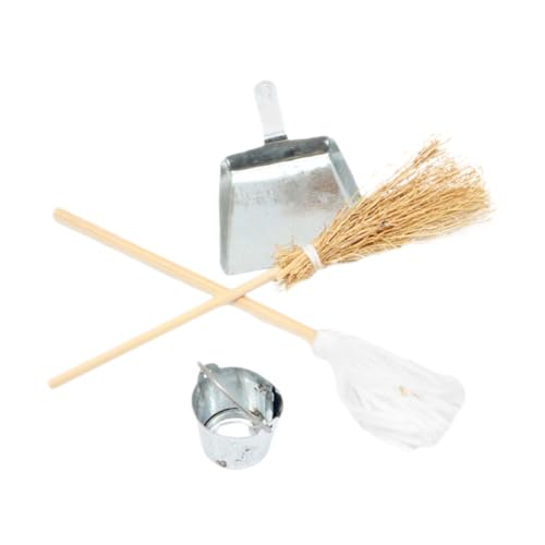 Kisangel 1Satz Reinigungsset Für Puppenhäuser Teiliges Mit Mop Kehrschaufel Und Besen Für Mini Figuren Requisiten Und Kehrschaufel Besen von Kisangel