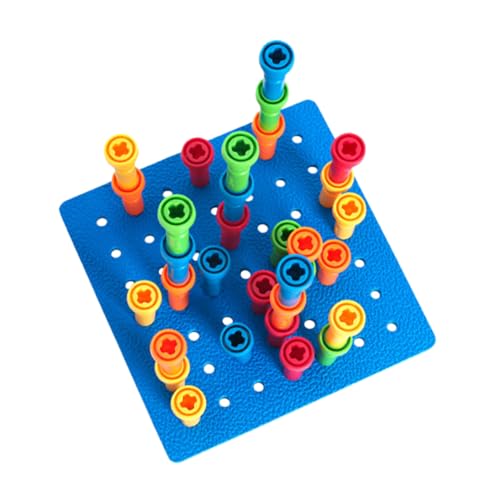 Kisangel 1Satz Steckpuzzle für Kleinkinder Farbsortierung und Zähltafel Fördert Feinmotorik und Kognitive Fähigkeiten Robustes Kunststoffmaterial mit Bunten Stiften für Frühes von Kisangel