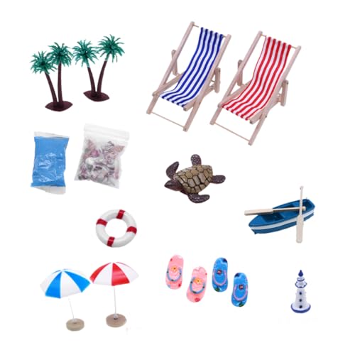 Kisangel 1Satz Strandset Mit Strandstuhl Und Boot Mikro Landschafts Kinderspielzeug Für Kreative Dekoration Für Puppenhaus Und Szenen Strapazierfähig Und Detailgetreu von Kisangel