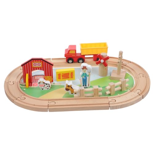 Kisangel Holzeisenbahnspielzeug Für Jungen Und Mädchen Kleinkinder-Eisenbahn-Set Gleise Bauernhoftier-Thema 23-teiliges Spielzeug von Kisangel