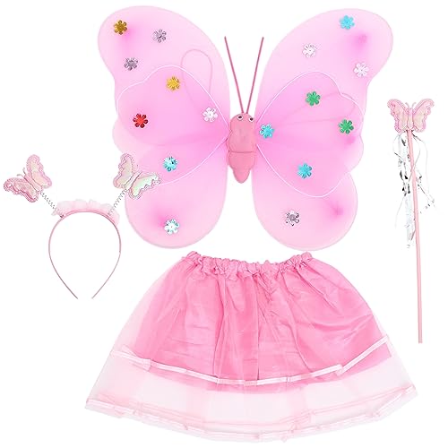 Kisangel 1Satz Teiliges Schmetterlingskostüm Für Bestehend Aus Schmetterlingsflügeln Tüllrock Stirnband Und Feenstab Kostüm Für Karneval Halloween von Kisangel