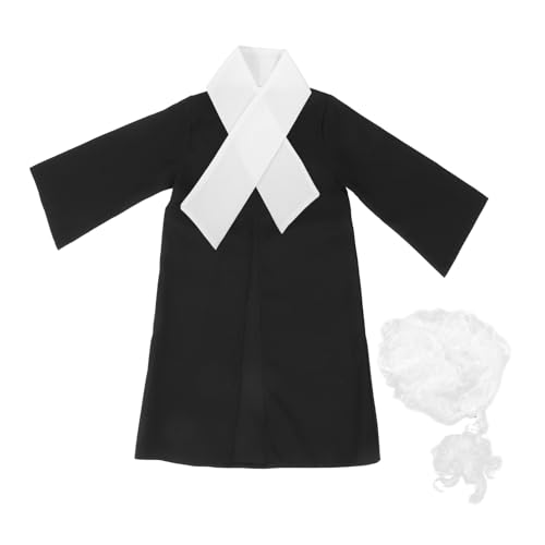 Kisangel 1Satz Unisex Richter Kostümset mit Perücke Partyperücke für Karrieretage Halloween und Rollenspiele Passend für Jungen von Kisangel