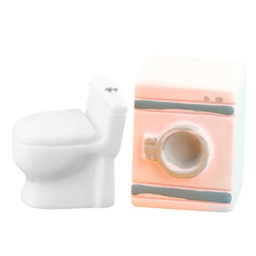 Kisangel 1Satz Waschmaschinen Und Toilettenmodell Für Puppenhäuser Teiliges Puppenhauszubehör Design Für Kreative Dekoration Badezimmer Und Waschküche von Kisangel