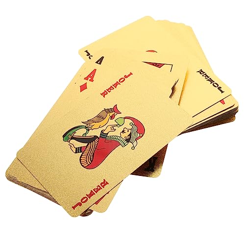 Kisangel 1Satz Wasserdichtes Pokerkarten Mit Goldenen Folienmuster Professionelle Spielkarten Für Familie Und Partys Trickwerkzeug Für Interaktive Unterhaltung von Kisangel