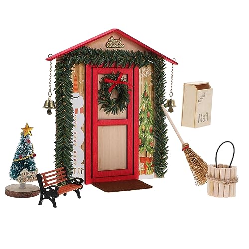 Kisangel 1Satz Weihnachtsbaum Mit Puppenhaus Tür Deko Weihnachts Szenen Requisite Für Kleines Hausspielzeug Für Puppenhaus Zubehör Und Festliche Gestaltung von Kisangel