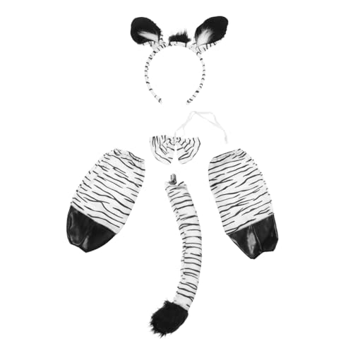 Kisangel 1Satz Zebra Kostümset Für Erwachsene Dekoratives Stirnband Mit Fliege Und Handschuhen Für Partys Karneval Und Cosplay Dekoration von Kisangel