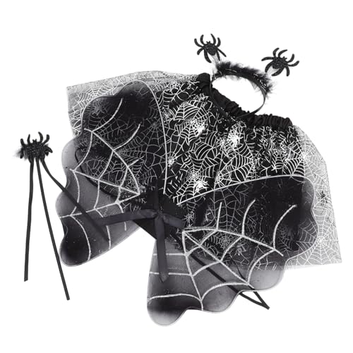 Kisangel 1satz Halloween Spinnen-haarband Und Tüllrock Für Junge Mädchen Dekoratives Mädchenkostüm-set Für Cosplay Und Festlichkeiten Für Halloween Und Bühnenaufführungen von Kisangel