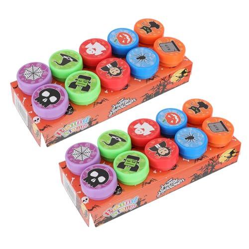 Kisangel 2 Kartons Boxen Selbstfärbende Halloween Stempel Süße Cartoon Tierstempel für Halloweenfeiern Mitgebsel Umweltfreundliches Plastik Wiederverwendbar von Kisangel