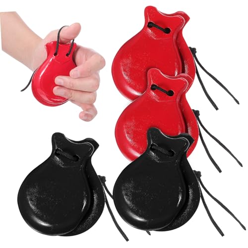 Kisangel 2 Paare Holz Kastagnetten Finger Percussion Instrument Schlagspielzeug Robust Langlebig Klarer Klang Musik Lernspielzeug für Mädchen Jungen Ab Jahren von Kisangel