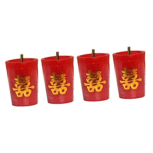 Kisangel 2 Paare Maßstab Kleine Orientalische Doppelfreude Kerzen Ornament Für Puppenhaus Wohnzimmer Schlafzimmer Zubehör von Kisangel