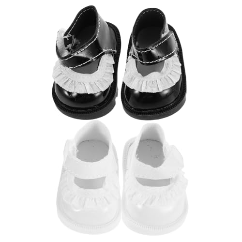 Kisangel 2 Paare Mini Puppenschuhe mit Spitzenblumen Miniatur Schuhe für Mädchenpuppen Wechselbar Mini Szene Dekoration Elegante Puppen Outfit Accessoires von Kisangel