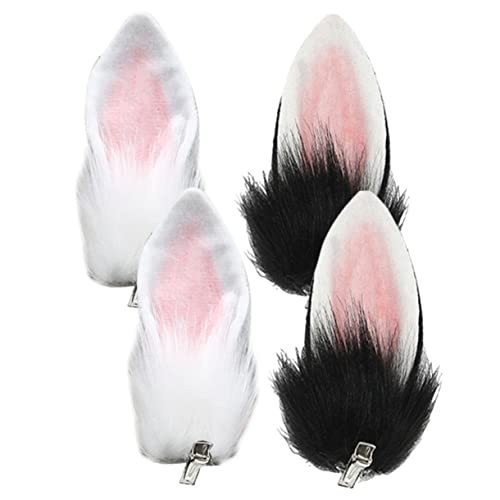 Kisangel 2 Paare Plüsch Hasenohren Haarclips Niedliche Cosplay Kostüm Accessoires für Karneval Halloween Party und Verkleidung Weiche Bunny Hairpin Ohrdekoration für Mädchen von Kisangel