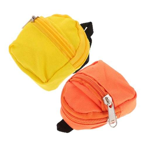 Kisangel 2 STÜCK Miniatur Puppenrucksack Kleine Schulranzen für Puppen Handgefertigt Leicht Tragbar Orange Gelb für Puppenhaus Zubehör Kreatives Rollenspiel von Kisangel