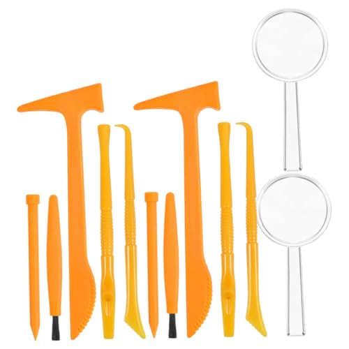 Kisangel 2 Sätze Ausgrabungsset Teiligem Werkzeugset Chisel Schaber Pinsel Hammer aus Robustem für Archäologie Kreative Entdeckungen und Rollenspiele von Kisangel