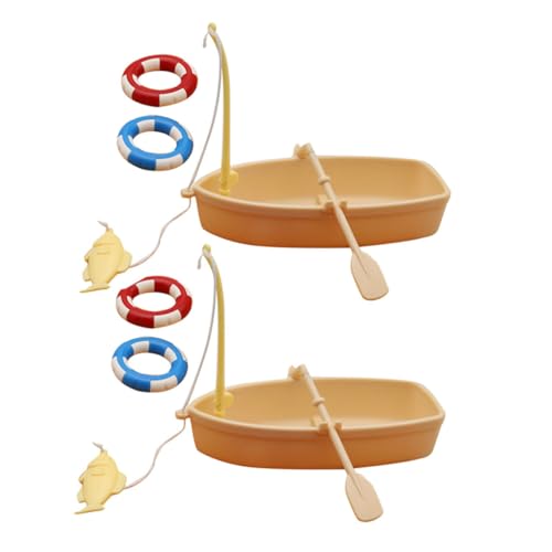 Kisangel 2 Sätze Fischerboot Modell Simuliertes Fischerboot Entzückendes Kleines Boot Kleine Fischerbootstütze Mikrofischerboot Puppen-fischerboot-kit Winziges Fischerboot Plastik von Kisangel