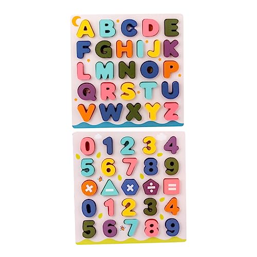 Kisangel 2 Sätze Holz Alphabet und Puzzle Lernspielzeug für Zahlenerkennung Interaktives Puzzle für Kreative Spielmomente für Geburtstagsgeschenke von Kisangel