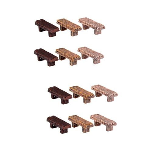 Kisangel 2 Sätze Holzstühle Resin Deko Für Mikrolandschaften DIY Gartenaccessoires Detailreiche Miniaturmöbel Für Projekte Zufällige Farbe 6 Stücke * 2 von Kisangel
