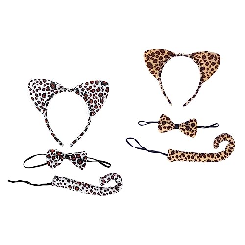 Kisangel 2 Sätze Katzenkostüm mit Katzenohren Haarreifen Verstellbar Weiches Stoffmaterial Cosplay Party Dekoration Fasching Karneval Halloween Zubehör für Mädchen von Kisangel
