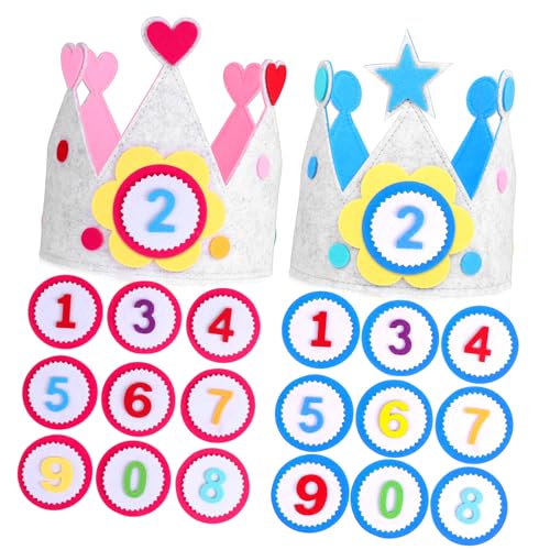 Kisangel 2 Sätze Kindergeburtstag Filzkrone mit Auswechselbaren Zahlen Verstellbare Partyhüte in Blau und Rosa für Jungen und Mädchen Wiederverwendbare Geburtstagskronen aus Weichem Kisangel 2 Sätze Kindergeburtstag Filzkrone mit Auswechselbaren Zahlen Verstellbare Partyhüte in Blau und Rosa für Jungen und Mädchen Wiederverwendbare Geburtstagskronen aus Weichem von Kisangel