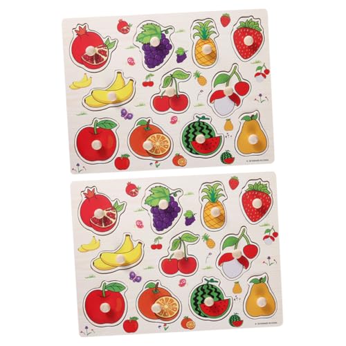 Kisangel 2 Sätze Kinderpuzzle Obst Holzspielzeug Buntes Früchte Steckpuzzle Motorikspielzeug Pädagogisch Fördert Konzentration und Beobachtung für Kleinkinder Ab Jahren von Kisangel