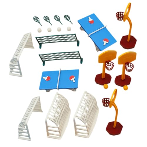 Kisangel 2 Sätze Miniatur Sportgeräte Modellset Teilig Puppenhaus Zubehör für Tischtennis und Basketball Detailreiche Mini Haus Dekoration für DIY Kinderzimmer von Kisangel