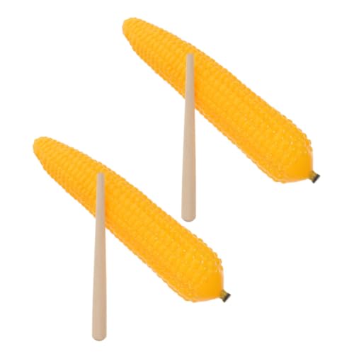Kisangel 2 Sätze Musikinstrumente Plastik Gemüse Shaker Corn Shaker mit Holzstab Früherziehung Percussion für Kindergarten Eltern Junge Mädchen Interaktion Sicher und Leicht zu Halten von Kisangel