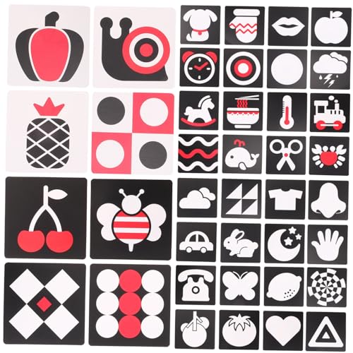 Kisangel 2 Sätze Neugeborenes Babyspielzeug 0 3 Monate -Lernkarten 0-3 Monate schwarz-weiße Babykarten schwarz weiß babyspielzeug 0-3 Monate Papierkarte von Kisangel