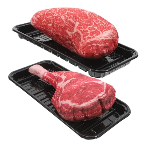 Kisangel 2 Sätze Realistische Steak Dekoration Detailgetreue Simulation von Rindfleisch Lebensnahe Fleischmodell Requisite Vielseitig für Küchen und Party Dekor Einfach zu Reinigen Anzeige von Kisangel