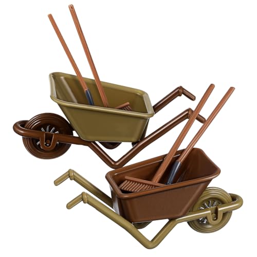 Kisangel 2 Sätze Schubkarre Dekorationsset Realistisches Puppenhaus Modell für Mini Landschaften Sicheres Material Einzigartiges Design für Bastelfreunde Zufällige Farbe von Kisangel