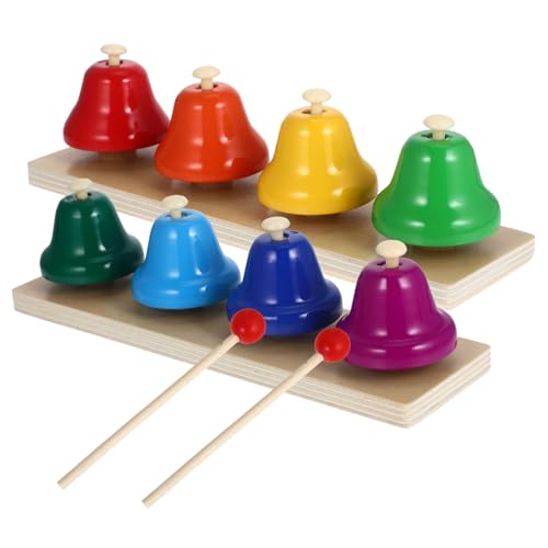 Kisangel 2 Satz Holz Handshake Achtklang Glocken Percussion Instrument Lernspielzeug Frühförderung Motorische Fähigkeiten Sensorisch für Junge Mädchen und Kleinkinder von Kisangel