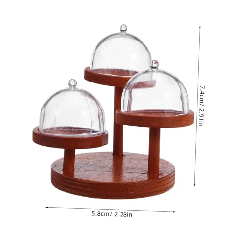 Kisangel 2 Satz Miniatur Kuchenständer aus Holz Haube Puppenhaus Candy Display Mini Dessert Obstständer für Puppenhausmöbel für Tee-Partys und Sammler von Kisangel