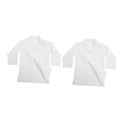 Kisangel 2 Sets Arzt Laborkittel Arztkostüm Langarm Weiß Wissenschaftlerkittel Verkleidungsoutfit Für Karrieretag Halloween Cosplay Rollenspiel Wissenschaft von Kisangel