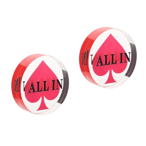 Kisangel 2 Stück Acryl-All-in-Button, Dealer-Button, Pokerspiel-zubehör, Doppelseitige Spielmarken mit Rotem Pfirsichherz für Dicke von Kisangel