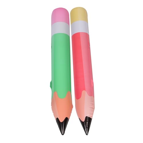 Kisangel 2 Stück Aufblasbare Bleistift Dekorationen für Geburtstagsfeiern und Schuldekorationen PVC Bleistiftballons Grün und Rot Classroom Accessoires von Kisangel