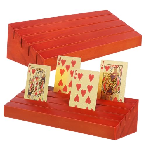 Kisangel 2 Stück Basis für Spielkarten von Kartenspiel mit Karteninhaber Kind Party Spielkartenfach Spielkarten Stehen Basis anzeigen Holzständer Kiefernholz Brown von Kisangel