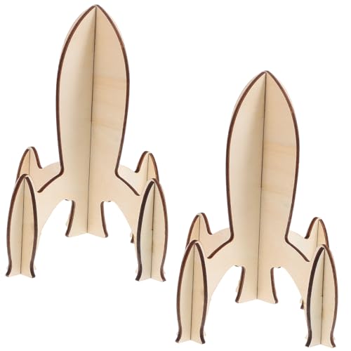 Kisangel 2 Stück DIY Puzzles Spielzeugset Teiliges Holzraketen Puzzle für Kreatives Bastelspielzeug Eltern Bindung und Dekoration für Zuhause oder Büro von Kisangel