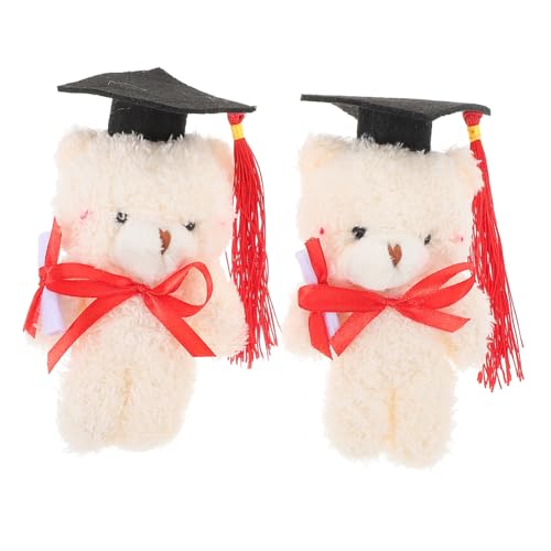Kisangel 2 Stück Dr Bär Puppe Abschluss Kuscheltier Blumenstrauß Bären Mini Abschlusspuppe Weicher Abschlussbär 2024 Abschlussdekorationen Mini Abschluss Stoffbären Beige Plüsch von Kisangel