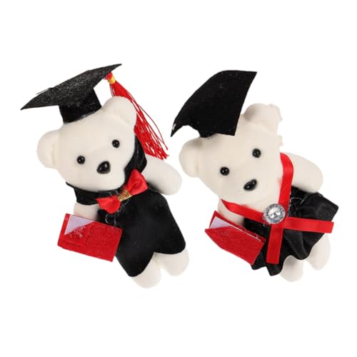 Kisangel 2 Stück Dr. Bärenpuppe puppenzubehör doll Accessories Geschenkeidee Ornaments abschlussgeschenk entzückendes Bärenspielzeug dekorativer Graduierungs-Plüschbär Vlies Black von Kisangel