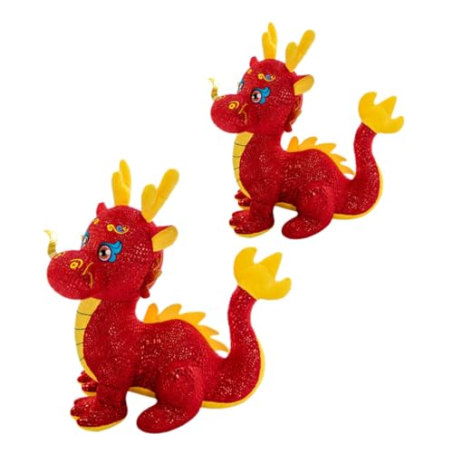 Kisangel 2 Stück Drachenpuppe Spielzeuge Stofftier Puppenaugen Drachenspielzeug Chinesisches Neujahrsmaskottchen Chinesisches Neujahrsdrachenspielzeug Plüsch von Kisangel