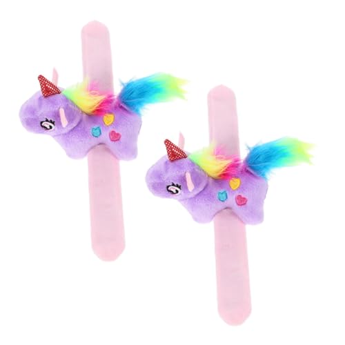 Kisangel 2 Stück Einhorn Slap Armbänder Plüschige Tiermuster für Kuschelige Party für Kindergeburtstage und Kreative Spiele von Kisangel