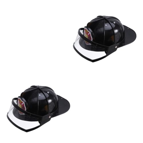 Kisangel 2 Stück Feuerwehrhelm aus Sicherem Verstellbar Kreatives Lernspielzeug für Rollenspiele Fördert Kreativität und Denkvermögen für Jungen und Mädchen Schwarz von Kisangel