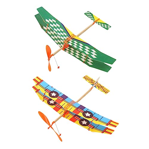 Kisangel 2 Stück Gummiband Betriebene Flugzeugmodelle für Spielzeuge mit Zufälligem Muster Outdoor Kreativität und Praktischen Fähigkeiten von Kisangel